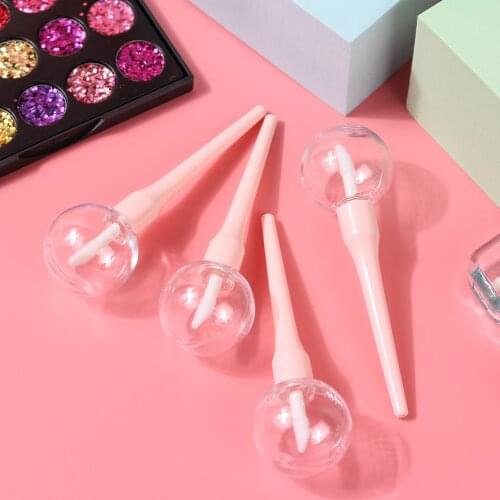 2pcs 6ml Pink Lollipop Empty Lip Gloss Tube Mini Refillable Bottles Lips Balm Bottle Brush Container Lipgloss Tube Lipstick
