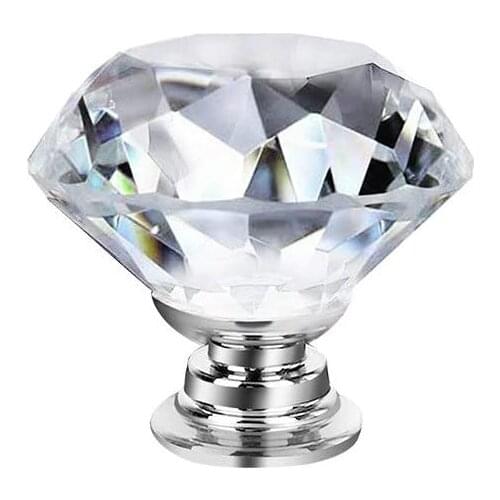 30mm Diamond Shape Design Crystal Glass Knobs Cupboard Pulls Drawer Knob Kitchen Cabinet Door Wardrobe Furniture Handle Hardware