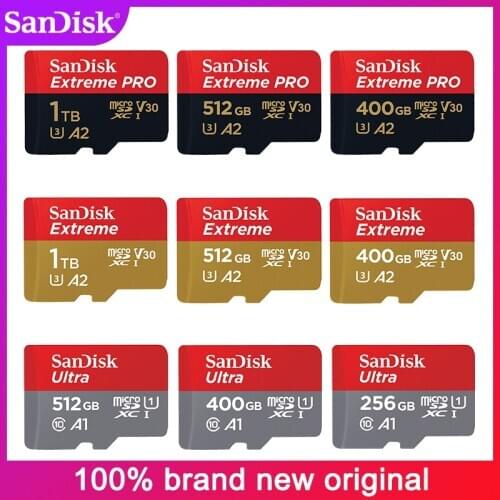 SanDisk High capacity Micro SD Card 512GB 400GB A1 MicroSDHC Memory Card 1TB MicroSDXC EXTREME PRO V30 U3 A2 4K UHD TF Cards