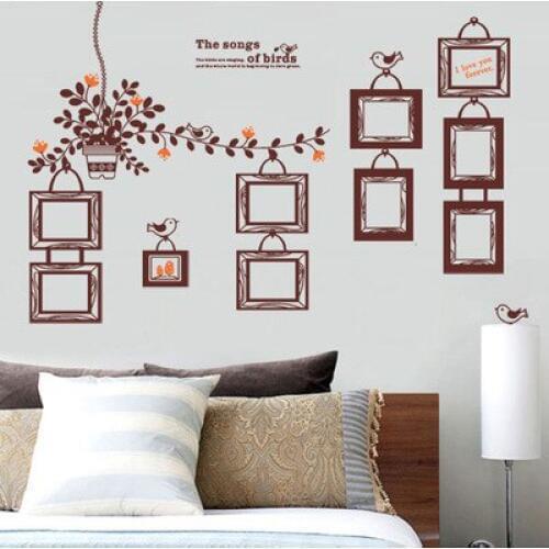 DIY Large Photo Family Tree Living Room Decoration Wall Stickers Birds Wall Decals Flower Sticker Wallpaper Vintage Poster Art