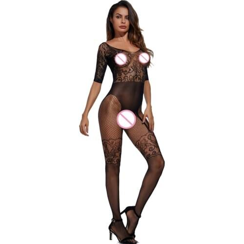 Sexy Erotic Lingerie Intimates Fishnet Sheer Mesh Bodystockings Hollow Open Crotch Stockings Fishnet Mesh Erotic Bodysuit