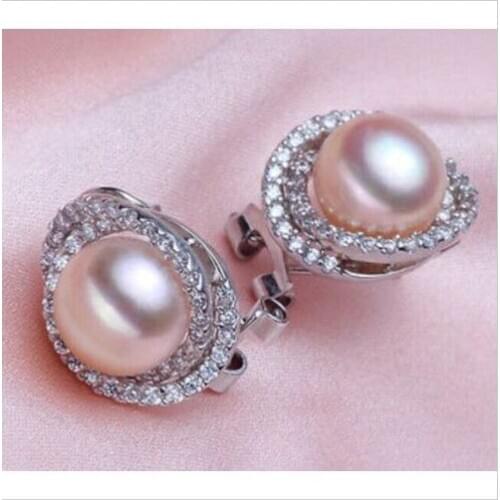 9-10mm natural south sea gold pink pearl stud earring 925s