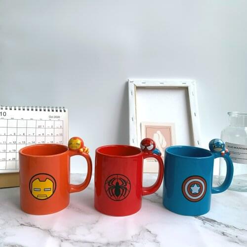 Disney Union Marvel Series Cute Cartoon Spider-Man Captain America Ceramic Water Cup Mug Collection Cup