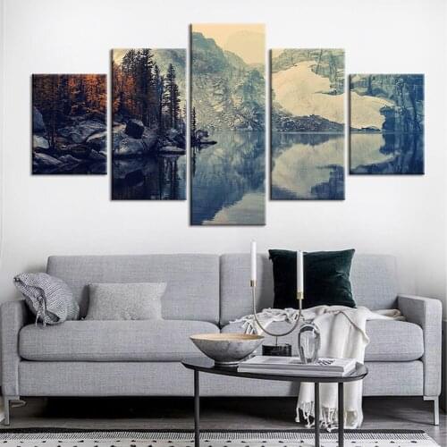 Modern Canvas Wall Art 5 Pieces landscape Pictures HD Printed Painting Poster for Living Room Modern Artwork Home Decor