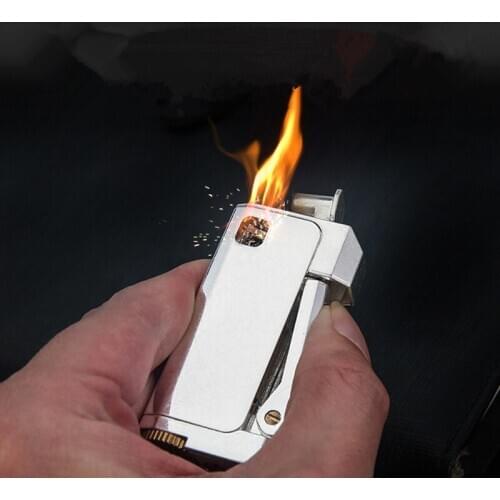 Trenches Pure Copper Gasoline Lighter Flint Lighter Classic Retro Grinding wheel Oil Petrol Windproof Inflated Kerosene Lighter