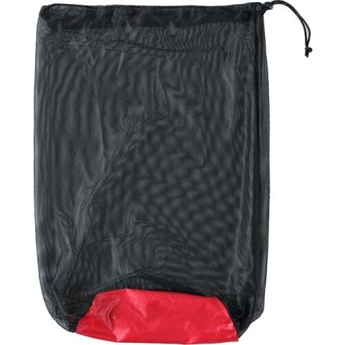 MENFLY Camping Hiking Mesh Sleeping Bag Drawstring Storage Bag Portable Black Nylon Mesh Compressed Quilt Stockpile Tools