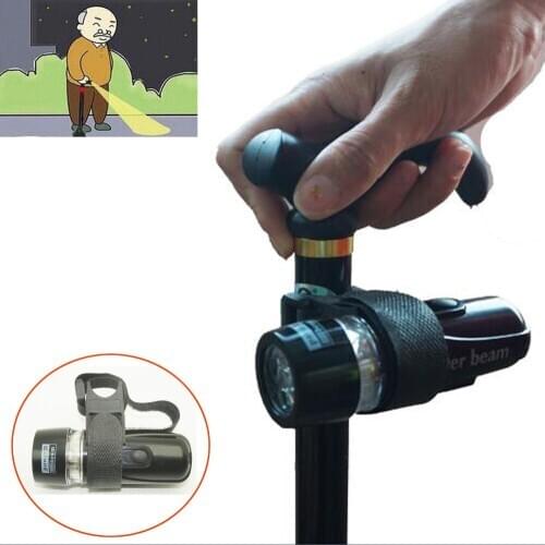Universal - LED Torch Light for Walking Stick Cane Mobility &Disability Aid Holder