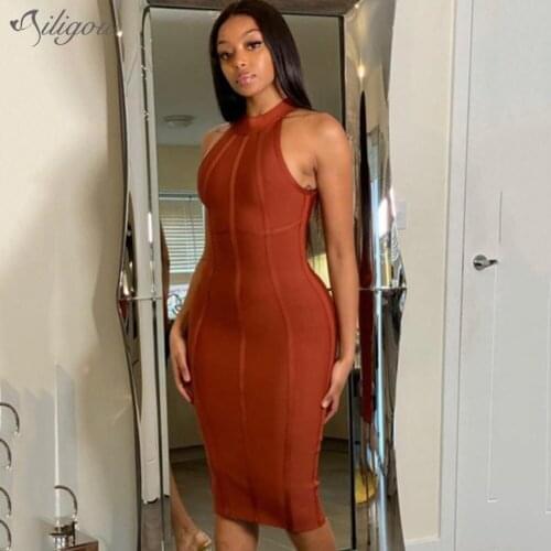 Ailigou 2021 New Summer Burgundy White Ladies Tight Bandage Dress Elegant Vest Sexy Sleeveless Club Celebrity Runway Party Dress
