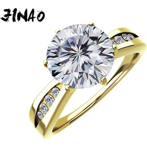 2021 Real Gold Plated Luxury 925 Sterling Silver 1CT D Color Moissanite VVS1 Jewelry Wedding Diamond Stud 6 Claw Ring Women Gift