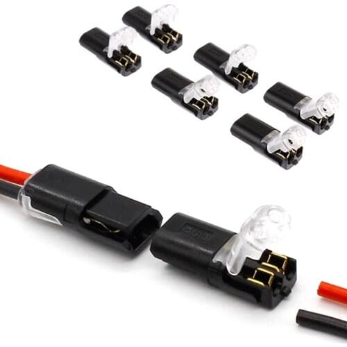 10Pcs Hot 2pin Pluggable Wire Connector Spring Scotch Lock 18-24AWG Wire Quick Splice Connectors Led Light Cable Crimp Terminal