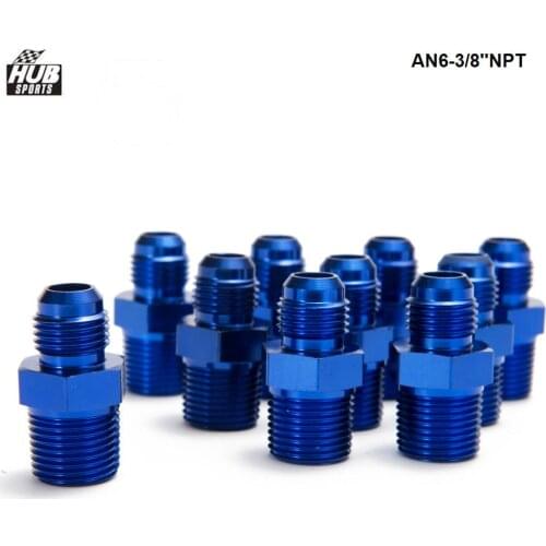 10PCS/LOT Straight Flare to Pipe Thread Fitting Adapte For Oil Cooler Fuel Line /Oil hose -AN6-3/8''NPT