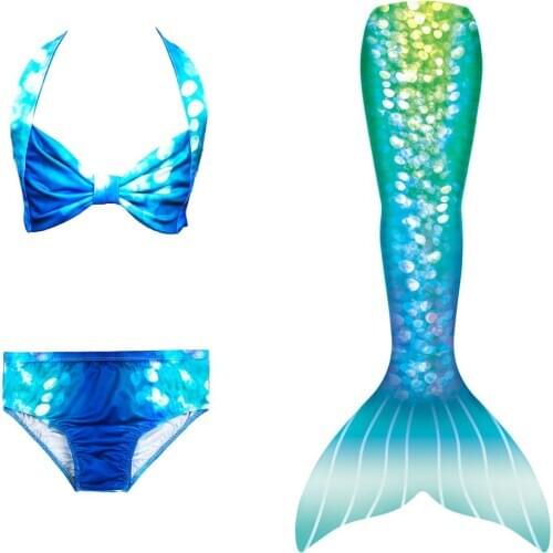 Girls Mermaid Tail For Swimming Children Summer Bikinis Bathing Set Cosplay Mermaid 3pcs Swimmable Swimmwear Clothes Costumes
