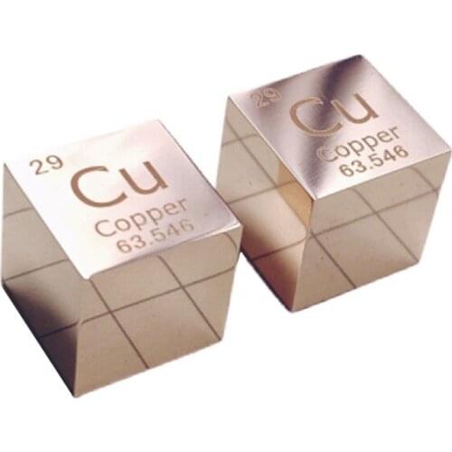 Free shipping 6-sided Mirror Polished Double-sided Engraved Metal 10mm Copper Cu Cube Cu≥99.95