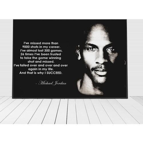 Black White Prints Michael Jordan Quote Poster Fashion Model Art Painting Canvas Poster Wall Home Decor For Living Room office