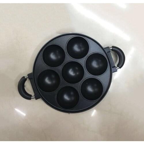 7-Hole Cake Cooking Pan Cast Iron Omelette Pan Non-stick Cooking Pot Breakfast Egg Cooking Pie Cake Mold Kitchen Cookware