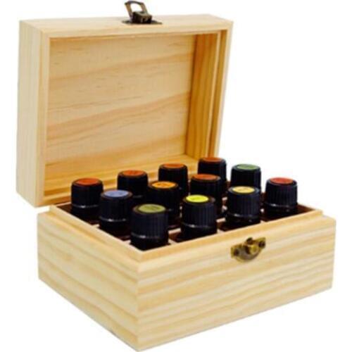 Wood 12 Compartment Essential Oil Storage Box Portable Travel Perfume Finishing Case 15ml Small Bottle Display Container New
