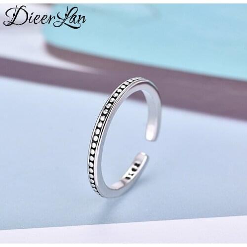 DIEERLAN Exaggerated Personality Silver Color Beads Rings For Women Wedding Jewelry Adjustable Finger Men Ring Anillos