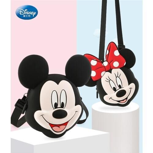 Disney Boys Girls Handbags Casual Mickey Mouse Portable Silicone Bag Three-dimensional Pattern Messenger Backpack