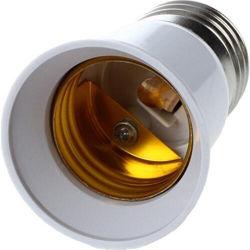 E27 to E27 Bulb Holder Silver Tone White Adapter Extender