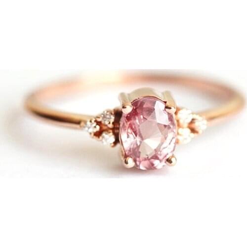 Huitan Romantic Pink AAA Cubic Zircon Stone Princess Rings With Rose Gold Color Engagement Accessories Tiny Delicate Rings