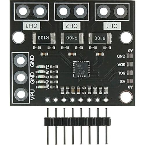 I2C SMBUS INA3221 Triple-Channel Shunt Current Power Supply Voltage Monitor Sensor Board Module Replace INA219 with Pins