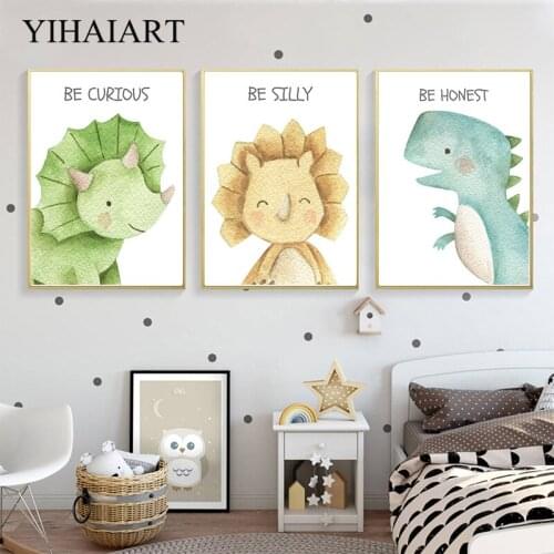 Dinosaur Art Print Nursery Quotes Canvas Wall Painting Nordic Kid Decoration Picture Child Poster Bedroom Decor Baby Brith Gift