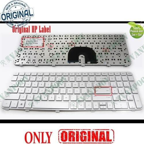 Genuine New US Laptop keyboard for HP Pavilion DV6 DV6-6000 -6100 -6200 -6090 with Frame Silver 665938-001 640436-001 634139-001