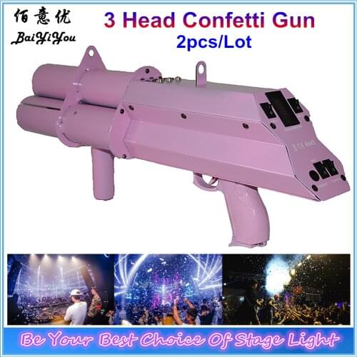 Club Wedding Decoration Electrical Pink 3 Head Confetti Gun Triple Shot Stage Confetti Streamer Gun Confetti Cannon Shooter