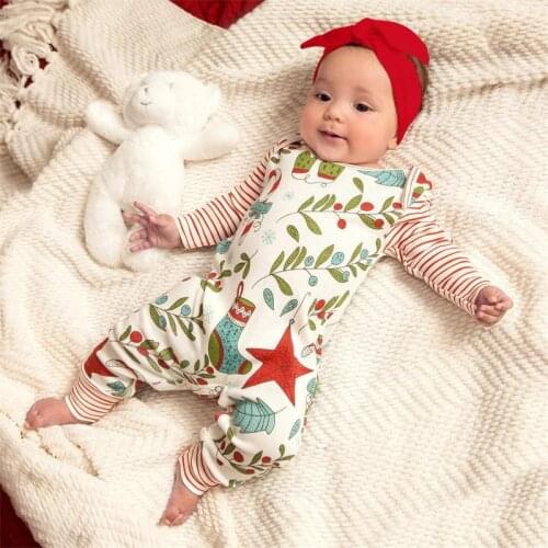 0-12M Newborn Baby Clothing Kid Boy Girl Print Romper Striped Long Sleeve Cute Sweet Jumpsuit New born Clothes Cotton Outfit