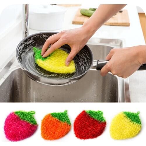 Kitchen Tools Strawberry Wipes Dishwashing Towels Polyester Silk Dish Cloth Cleaning Cloth Kitchen Towel Cleaning Rag Bathroom