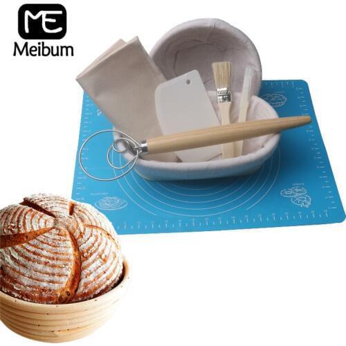 Meibum 8Pcs Baguette Banneton Brotform Proofing Proving BasketsBread Fermentation Rattan Basket Dough Knife Linen Stir Bar