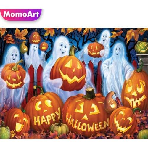 MomoArt Diamond Painting Cartoon Pumpkin Cross Stitch Diamond Embroidery Halloween Full Square Round Mosaic Sale Home Decoration