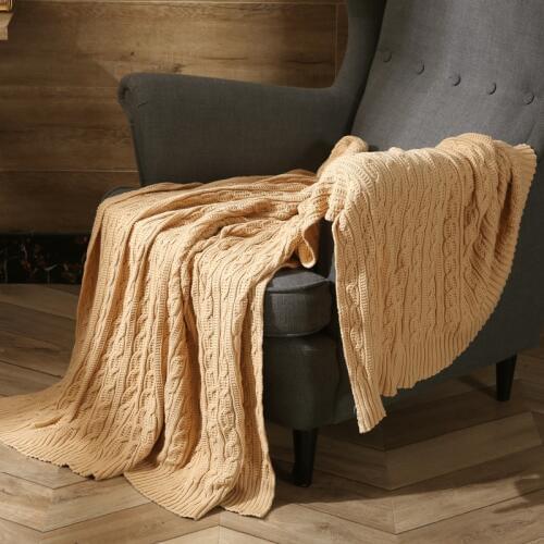 Soft Knit Throw Blanket Cream Grey Yellow Pink Sofa Bed Travel Throw Blanket Air Condition Blanket Acrylic 130x180cm Home decor