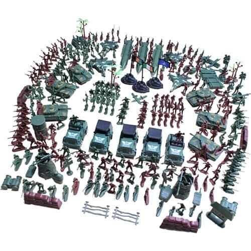 307 Pieces Army Men Playset 4cm Soldier Action Figures with Tanks Planes Flags & More Accessories Army Base Model Toy