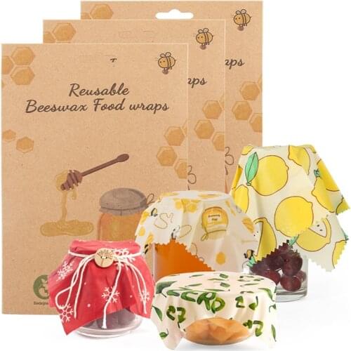 Beeswax Wrap Eco Friendly Replacement Organic Natural Bees Wax Sustainable & Reusable Food Cover Kitchen Keep Fresh Tool
