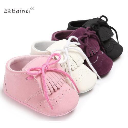 Solid Baby Girl Shoes Soft Moccs Fringe Soft Bottom Kids Footwear Crib Shoes PU Suede Leather Toddler Newborn Baby Moccasins