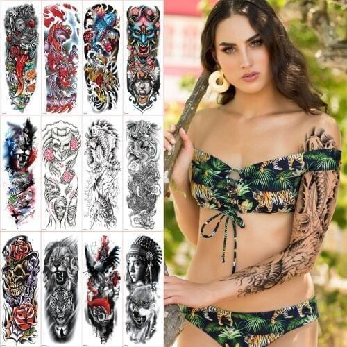Fake tattoo large arm sleeve tattoo waterproof temporary tattoos oversleeve model tattoos sticker for women men body tatoo sexy
