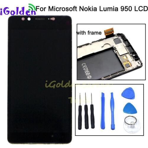 Tested For 5.2" Microsoft Nokia Lumia 950 LCD Display Touch Screen Digitizer Assembly Replacement With Frame For Nokia 950 LCD
