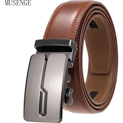 Famous Brand Men Belts Luxury Automatic Buckle Cowskin Leather Designer Belt for Men Business Black Waist Male Strap Brown
