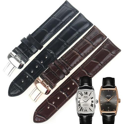 ISUNZUN WatchBand For MIDO Baroncelli M003307 M007.228 Genuine Leather Watch Straps 19MM Leather Watch Strap Bracelet Watchbands