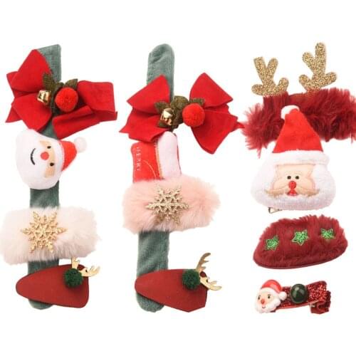56PCS=14Set Christmas Hair Accessories Sets antlers Hair bands Christmas Hair Accessories for Girls HairBow Hairclips