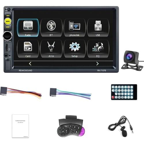 Novel-Android Auto/Apple CarPlay Double Din Car Stereo 7 Inch Touchscreen Car Radio with AHD Camera, Bluetooth/TF Card/AUX/USB