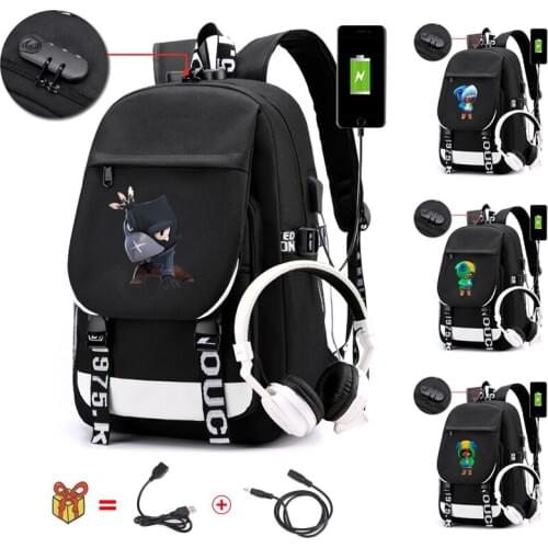 Popular Game Anti-theft Password Lock Backpack School Backpack for Boy Girl Bags USB Charge Large Capacity Men Travel Laptop Bag