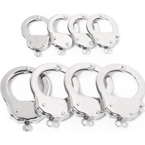 SAUVOO Stainless Steel Handcuffs Clasps Couple Bracelet Necklace Connector For DIY Jewelry Making Accessories Supplies