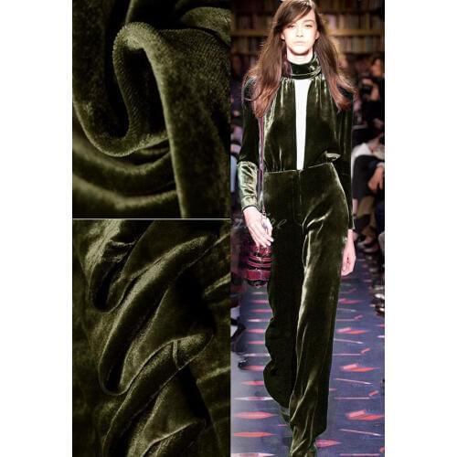 Silk Velvet France Fabric High Quality Velvet silk Fabric Military green Dress Curtains tissu au metre Best Wholesale/Retail