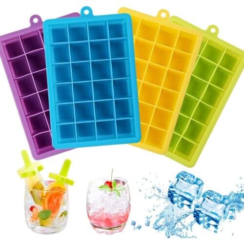 15 24 Holes Silicone Ice Cube Trays with Lids Trays Flexible Easy Release Ice Cube Molds Trays for Whiskey Cocktail Juice