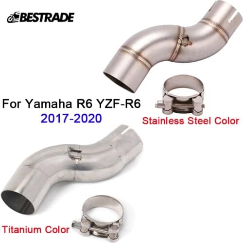 Mid Pipe for Yamaha R6 YZF-R6 2017 2018 2019 2020 Motorcycle Exhaust Middle Pipe Connect Link Tips Slip On 51mm Stainless Steel