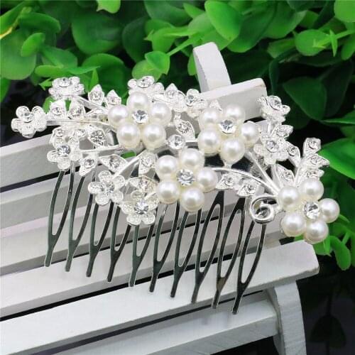 Wedding Bridal Flower Crystal Pearl Hairpin Hair Comb Hair Clips Women Girls Party Fashion Jewelry Accessories Decoration Gifts