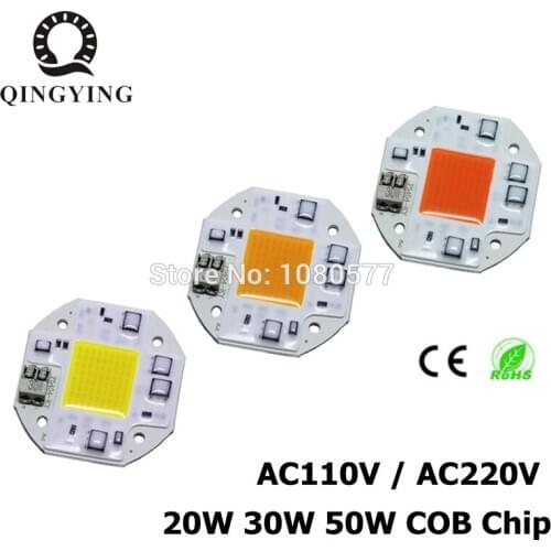 AC 110V 220V 20W 30W 50W LED COB Chip Bulb With Smart IC Driver White Warm White Full Spectrum For Spotlight Floodlight DIY