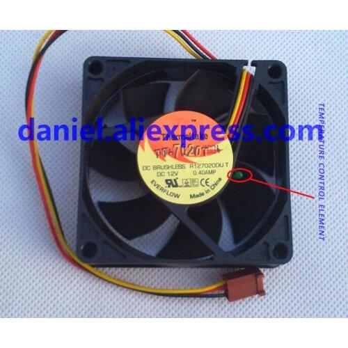 TT 7020 7CM fan 3-wire ball TT-7020T R127020DU T 12V 0.40A thermal temperature control